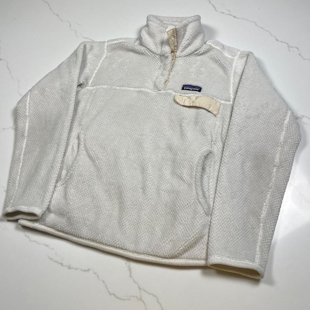 Patagonia Re-Tool Snap-T Pullover Women Small White Polartec Fleece 25442